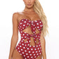 Polka Dot Bowknot Backless One Piece Dacron Cute Maternity Swimwear