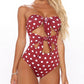 Polka Dot Bowknot Backless One Piece Dacron Cute Maternity Swimwear