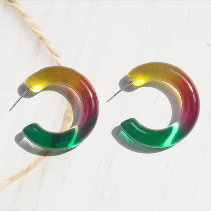 Seindeal Transparent Acrylic Candy Color C-Shaped Earrings