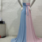 Pink&Blue Lace Backless Side Slit Gender Reveal Cute Maternity Maxi Dress for Photoshoot