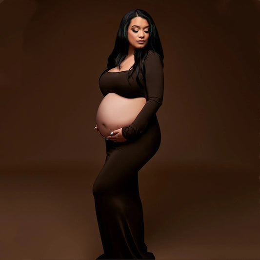 Seindeal  Black Cut Out Mermaid Crop Long Sleeve Backless Bodycon Cocktail Club Party Photoshoot Maternity Maxi Dress