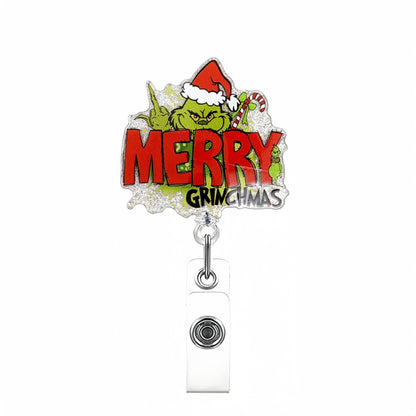 Christmas Nurse Badge Reel, Holiday Retractable ID Badge Holder, Name Badge Holder, Valentines Day Gift