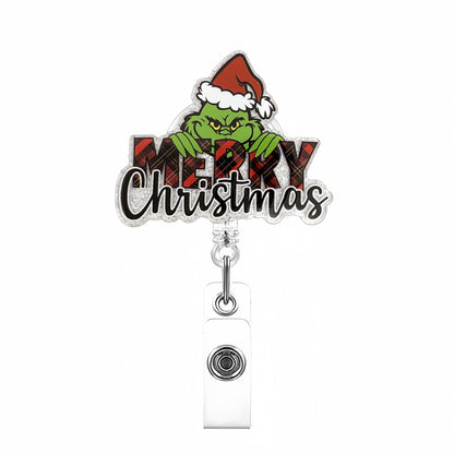 Christmas Nurse Badge Reel, Holiday Retractable ID Badge Holder, Name Badge Holder, Valentines Day Gift