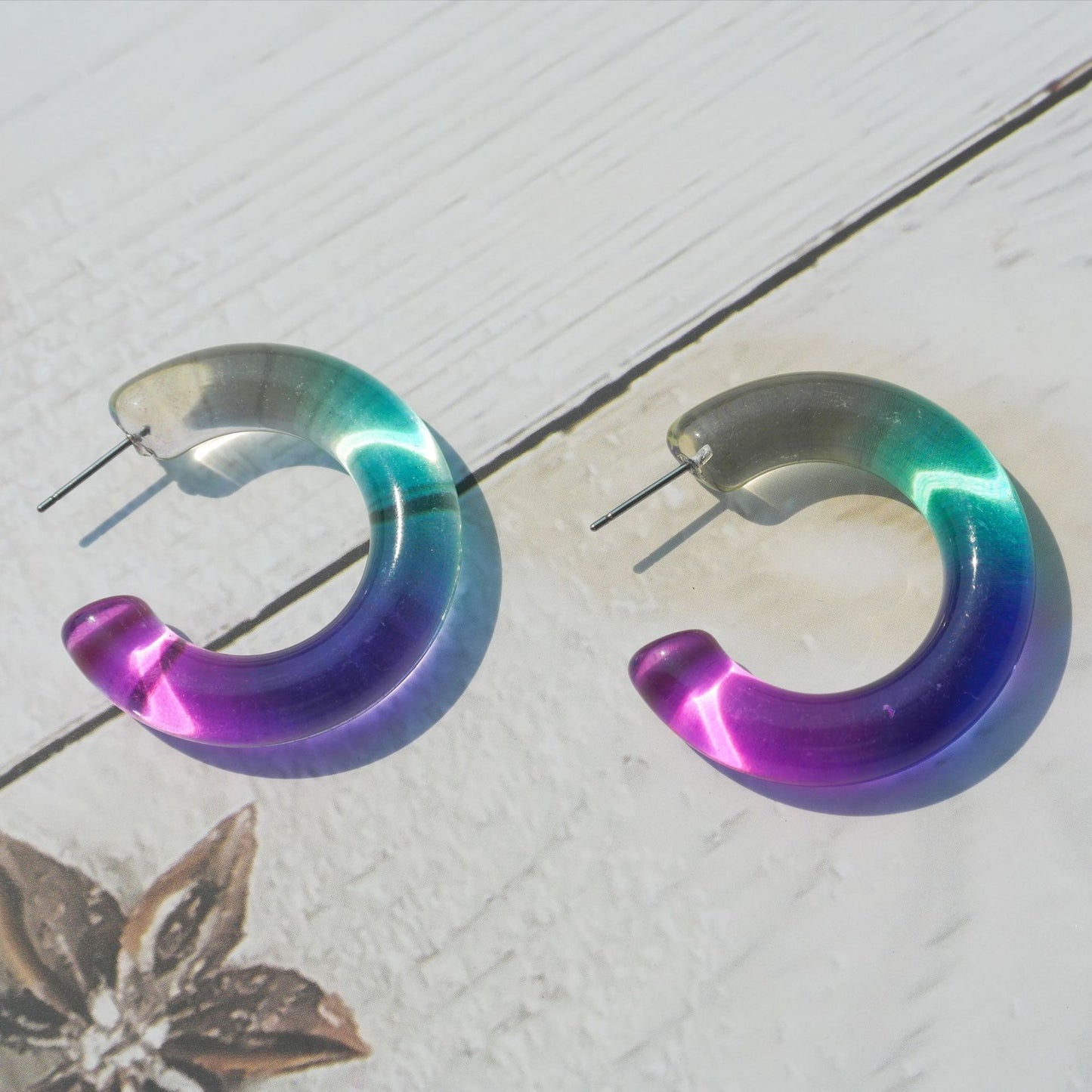 Seindeal Transparent Acrylic Candy Color C-Shaped Earrings