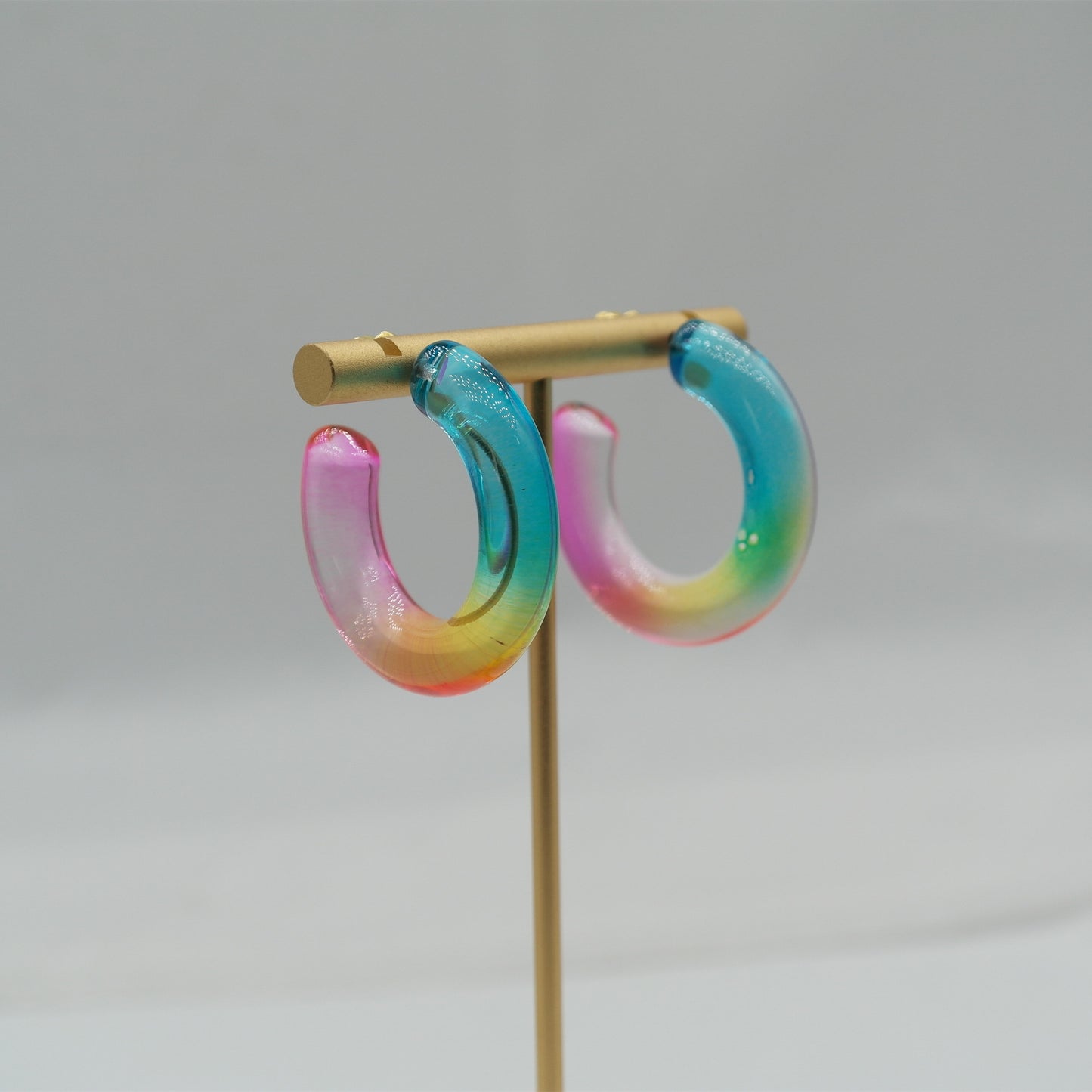 Seindeal Transparent Acrylic Candy Color C-Shaped Earrings