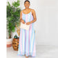 Boho Summer Dress for Women Casual Style Loose Spaghetti Strap Maxi Flowy Sun Dress with Pockets for Beach