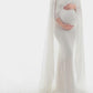Ruffle Off Shoulder Photoshoot Cape Maternity Maxi Dress