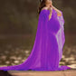Ruffle Off Shoulder Photoshoot Cape Maternity Maxi Dress