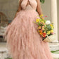 Seindeal Patchwork Halter Neck Grenadine Tulle Plus Size Maternity Dress Prom Maxi for Party