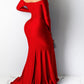 Seindeal Off Shoulder Fitted Slit V-neck Long Sleeve Banquet Maternity Maxi Dress