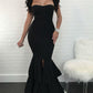 Seindeal Bandeau Ruffle Bodycon Mermaid Slit Maxi Maternity Baby Shower Dress