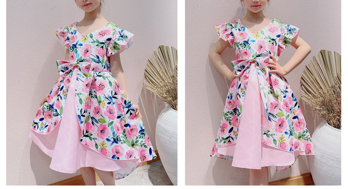 Flower Girl Dresses for Wedding Birthday Pageant Tea Party Ruffles Layered Floral Formal Dresses 2-10Years