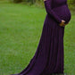 Seindeal Bandeau Solid Off Shoulder Photoshot Maternity Maxi Dress