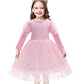 Toddler Girls Rainbow Pageant Dresses Long Sleeve  Sparkly Tutu Princess Gown for Birthday Christmas Wedding Party 2-10Years
