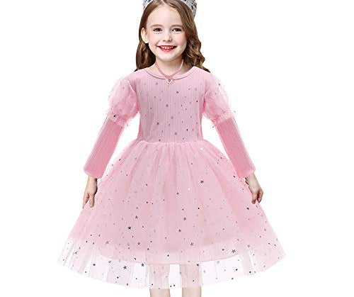 Toddler Girls Rainbow Pageant Dresses Long Sleeve  Sparkly Tutu Princess Gown for Birthday Christmas Wedding Party 2-10Years