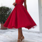 Red Patchwork Lace Mesh Backless Round Neck Sleeveless Women Midi Dresses Elegant Dress Party Dress Evening Dress