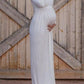 Seindeal Bandeau Solid Off Shoulder Photoshot Maternity Maxi Dress