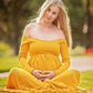 Seindeal Bandeau Solid Off Shoulder Photoshot Maternity Maxi Dress