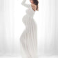 Seindeal Bandeau Solid Off Shoulder Photoshot Maternity Maxi Dress