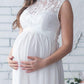 Seindeal Patchwork Lace Belt Elegant Maternity Maxi Dress for Wedding Guest White Halloween