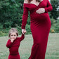 Draped Off Shoulder Maternity Photoshoot Elegant Maxi Dress