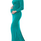 Draped Off Shoulder Maternity Photoshoot Elegant Maxi Dress