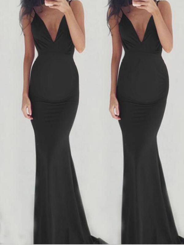 Open Back Bodycon Maternity Baby Shower V-neck Sleeveless Elegant Maxi Dress