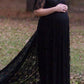 Seindeal Lace Draped Ruffle Off Shoulder Maternity For Babyshower Maxi Dress