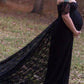 Seindeal Lace Draped Ruffle Off Shoulder Maternity For Babyshower Maxi Dress