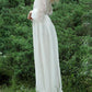Solid Fluid Buttoning Flowy  Long Elegant Sleeve White Baby Shower Dress