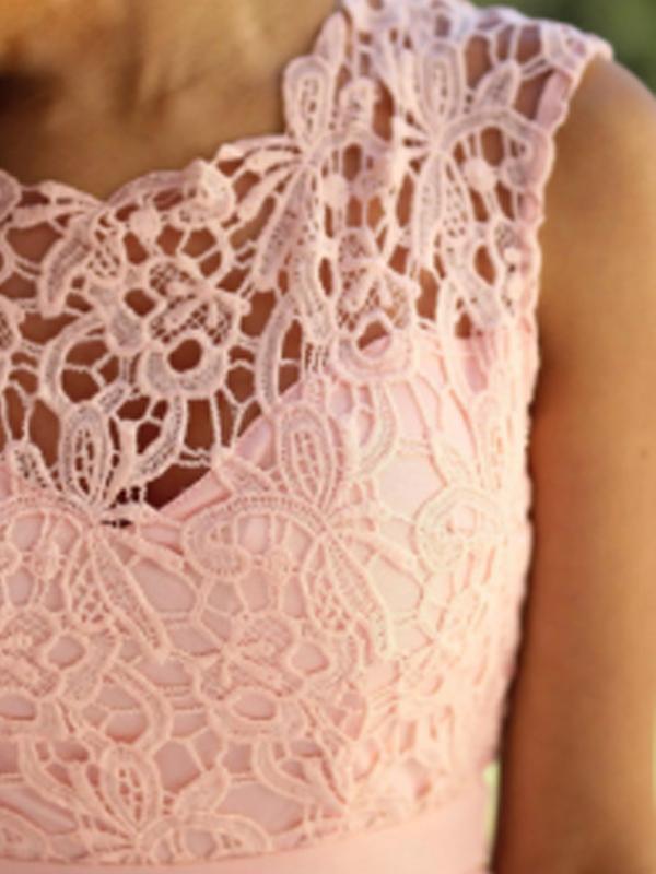 Pink Lace Pleated Backless Sleeveless Elegant Maxi Dress For Wedding Guests Evening Dress