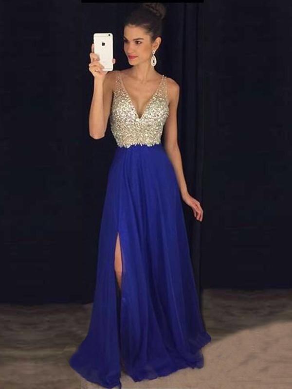 Sequin Side Slit V Neck Sleeveless Women Maxi Dresses Party Ball Gown