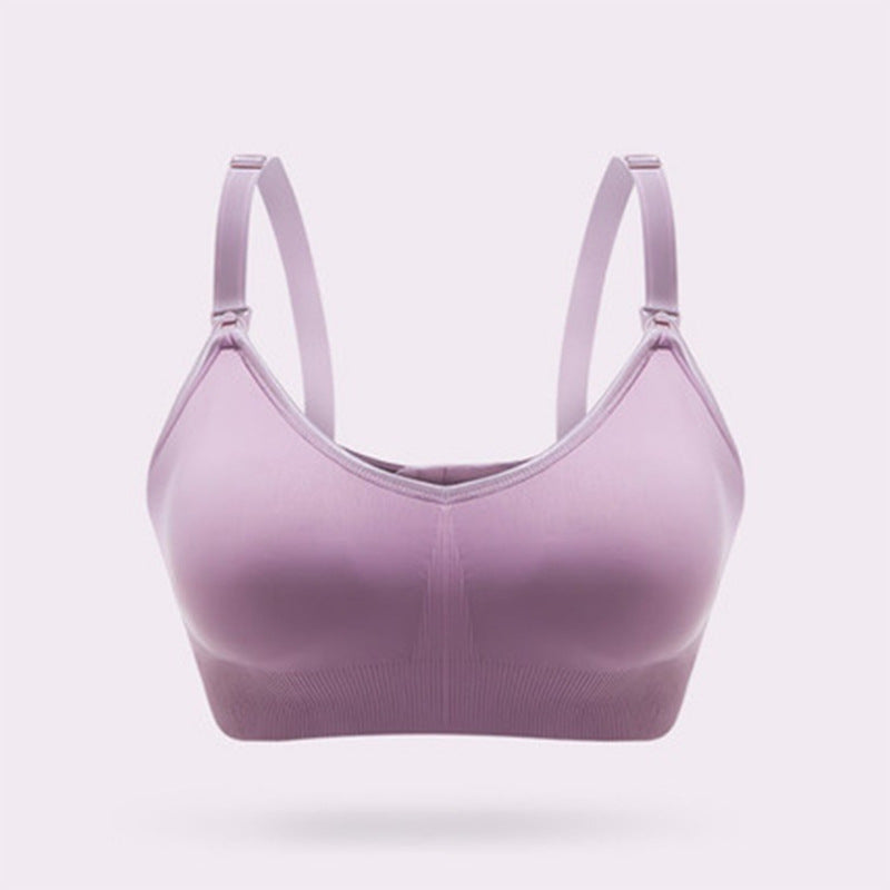 Seindeal Solid Color Adjustable Shoulder Strap Wire Free Casual Maternity Nursing Bra