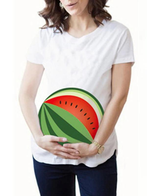 Watermelon Print Short Sleeve Maternity  Casual T-Shirt