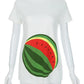 Watermelon Print Short Sleeve Maternity  Casual T-Shirt