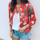 Floral Zipper Round Neck Long Sleeve Women Jackets Bomber Jacket