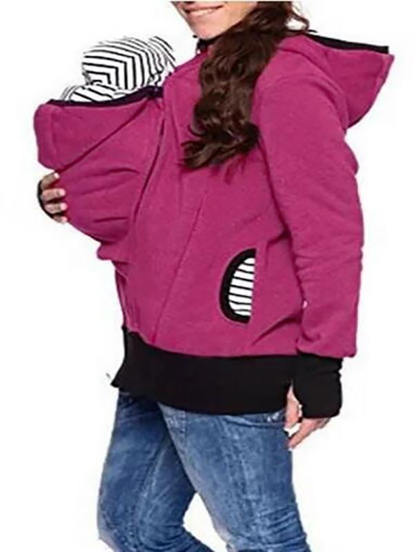 Seindeal Kangaroo Baby Bags Zipper Removable Hooded Long Sleeve Casual Coat