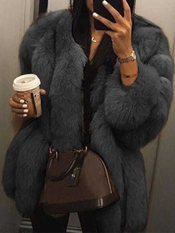 Seindeal Faux Fur Fur Coat Long Sleeve Thick Oversize Women Fashion