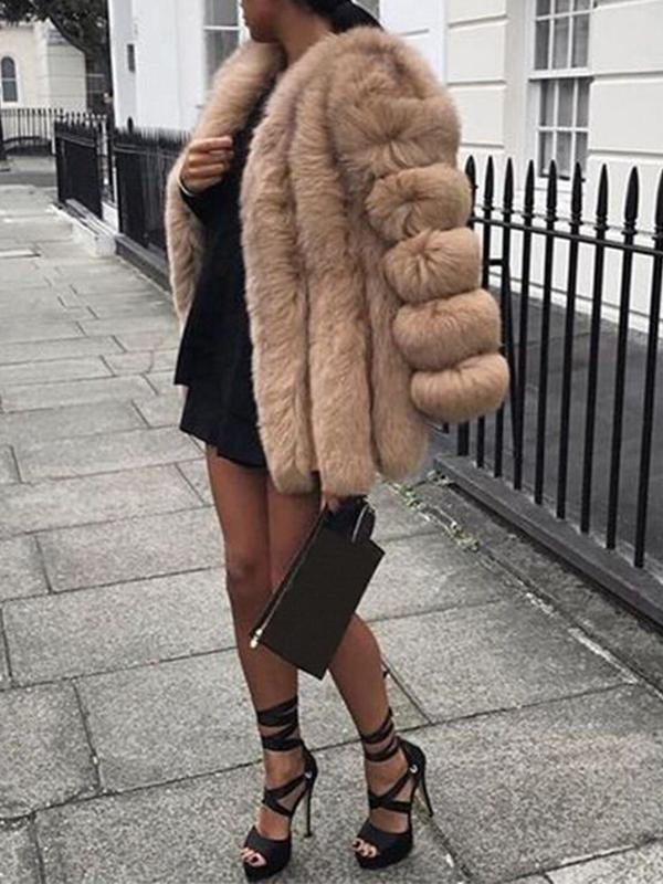 Seindeal Faux Fur Fur Coat Long Sleeve Thick Oversize Women Fashion