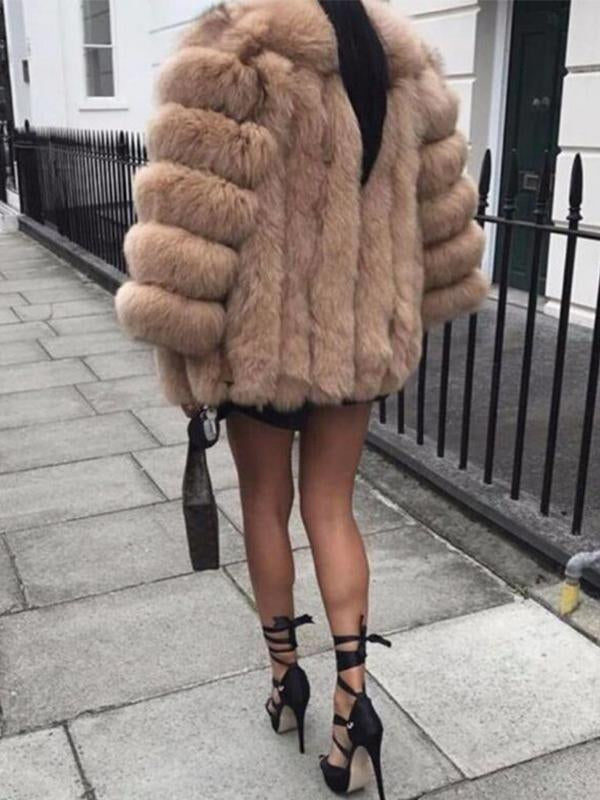 Seindeal Faux Fur Fur Coat Long Sleeve Thick Oversize Women Fashion