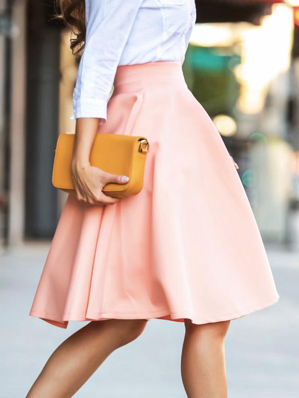 Pleated Elegant High Waist Women Skirts Midi Skirt