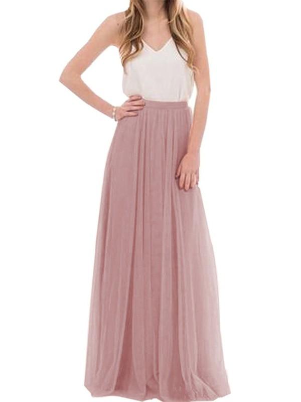 Mesh Elastic Waist High Waisted Tutu Elegant Maxi Skirt Evening Skirt Tulle Skirt