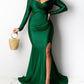 Seindeal Off Shoulder Fitted Slit V-neck Long Sleeve Banquet Maternity Maxi Dress