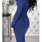 Seindeal Solid Color Bodycon Buttons Slit Work Midi Maternity Sweater Dress Business Attire