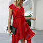 Seindeal Midi dress, summer dress, beach dress, drawstring irregular