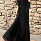 Pleated V-Neck Half-Length Women Maxi Dresses Elegant Dress Beach Dress