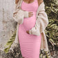 Seindeal Vest Midi Maternity Bodycon Dress Outfits for Workwear with Solid Pleated Spaghetti Strap