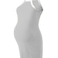 Seindeal Shoulder-Strap Square Neck Bodycon Mini Maternity Dress