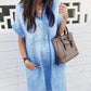 Seindeal Pockets Buttons V-neck Short Sleeve Denim Mini Maternity Top Shirt