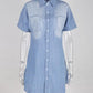 Seindeal Pockets Buttons V-neck Short Sleeve Denim Mini Maternity Top Shirt